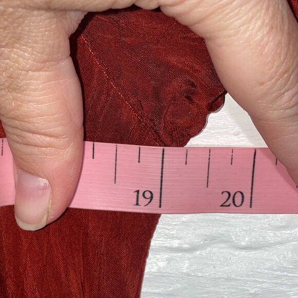 Click by Color Me Cotton Midi Dress M Cupro Rayon Rust Corset Tie Back READ - Picture 10 of 12